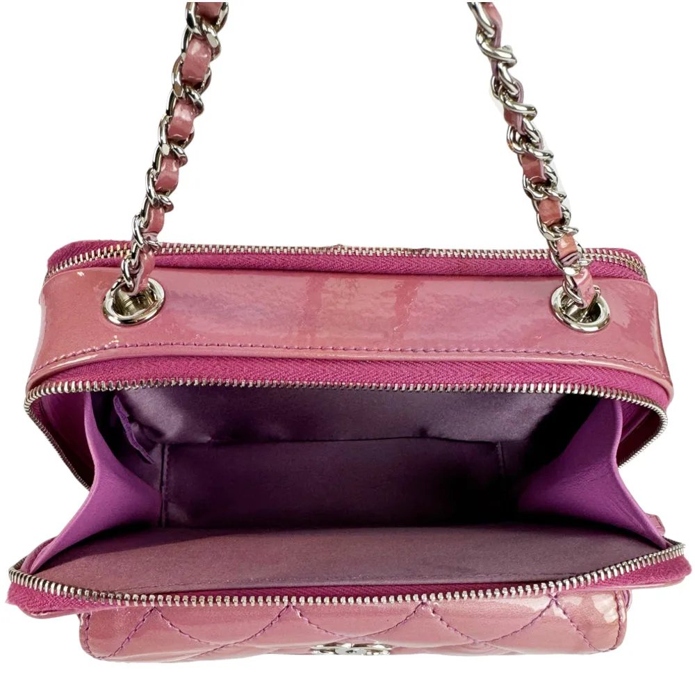 CHANEL Pocket Box Camera Patent Leather Pink Shoulder Bag LHQ481