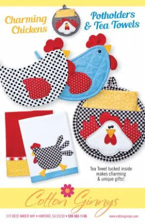 Charming Chickens Potholders & Tea Towels Pattern