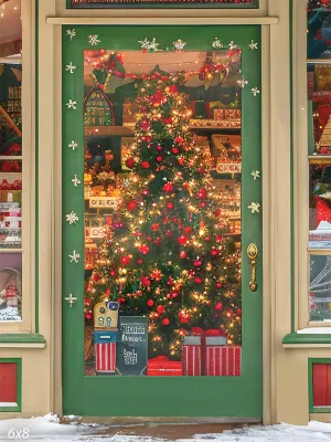 Charming Christmas Storefront Backdrop