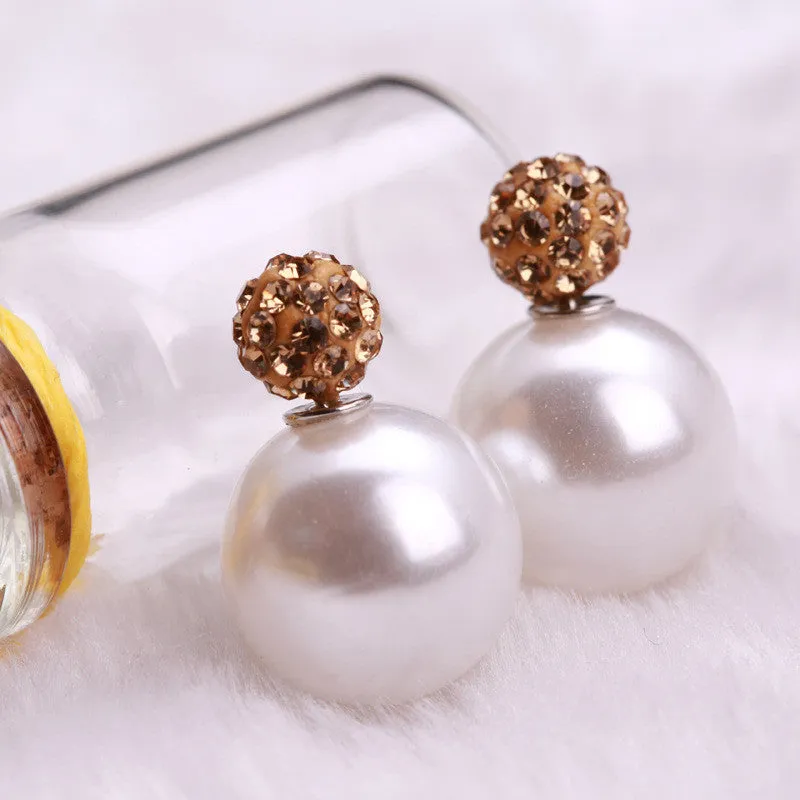 Charming Crystal Ball Pearl Earring