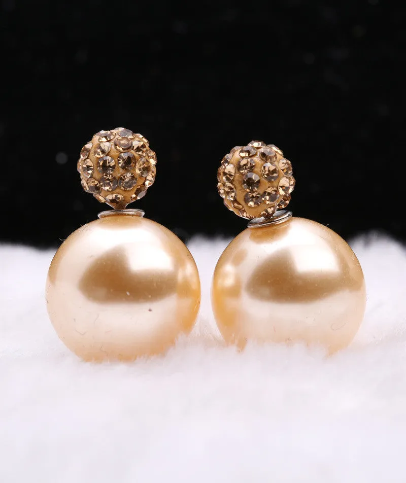 Charming Crystal Ball Pearl Earring