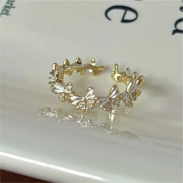 Charming Enamel Butterfly Open Ring