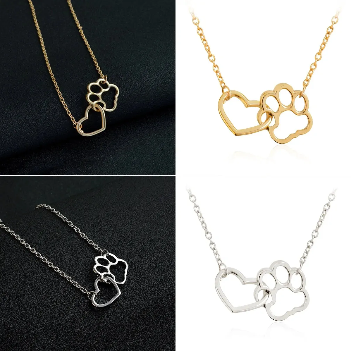 Charming Hollow Pet Paw Footprint Necklaces