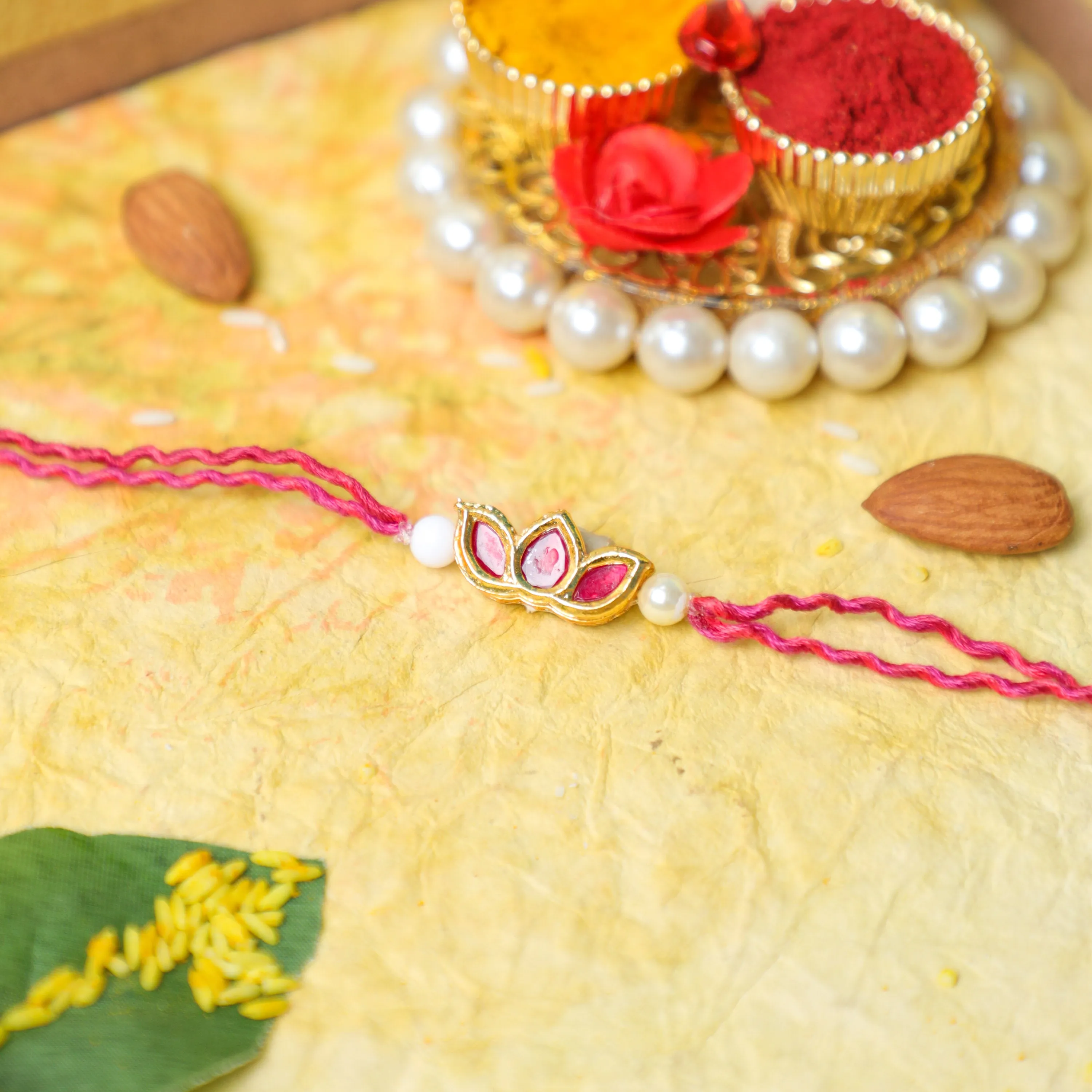 Charming Pink Lotus Rakhi for Rakshabandhan