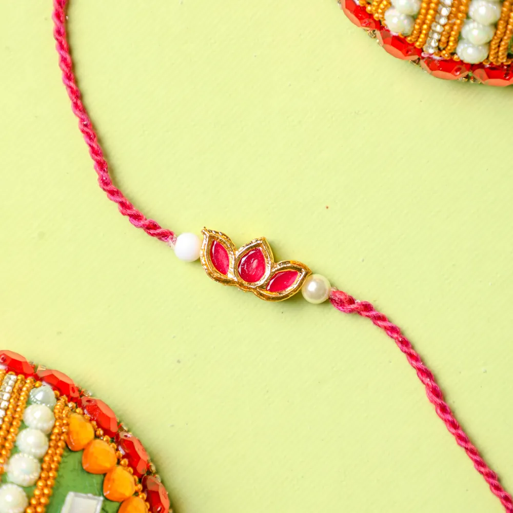 Charming Pink Lotus Rakhi for Rakshabandhan