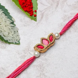 Charming Pink Lotus Rakhi for Rakshabandhan