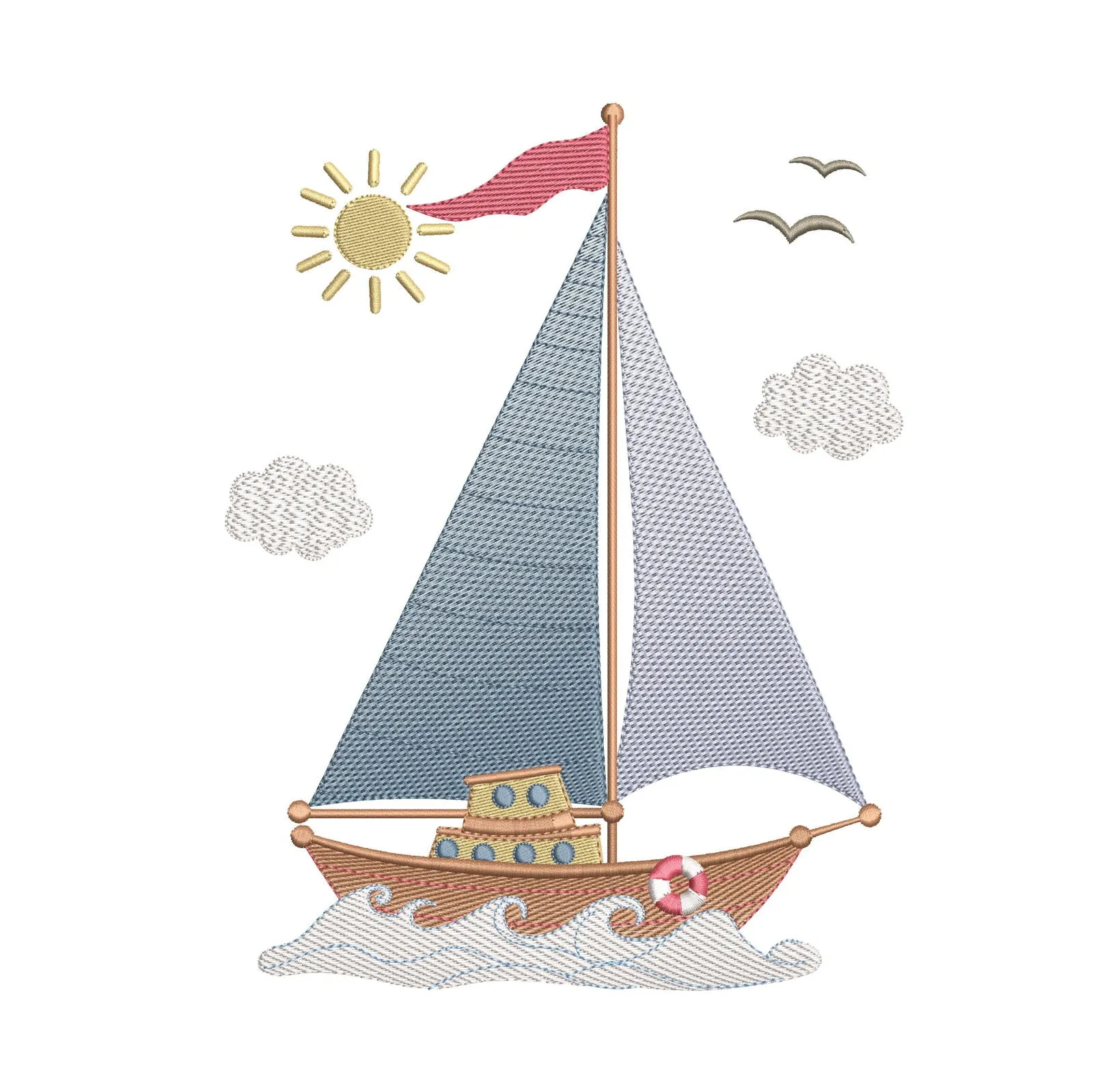 Charming Sailboat Embroidery Design | FineryEmbroidery