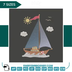 Charming Sailboat Embroidery Design | FineryEmbroidery