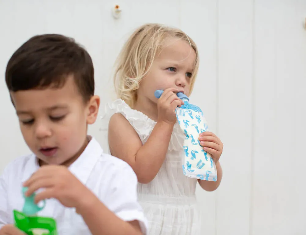 Cherub Baby Silicone Food Pouch Soft Spouts - Blue