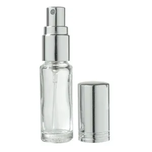 Clear Glass Vial Bottle with Silver Fine Mist Spray - .15 oz / 5 ml