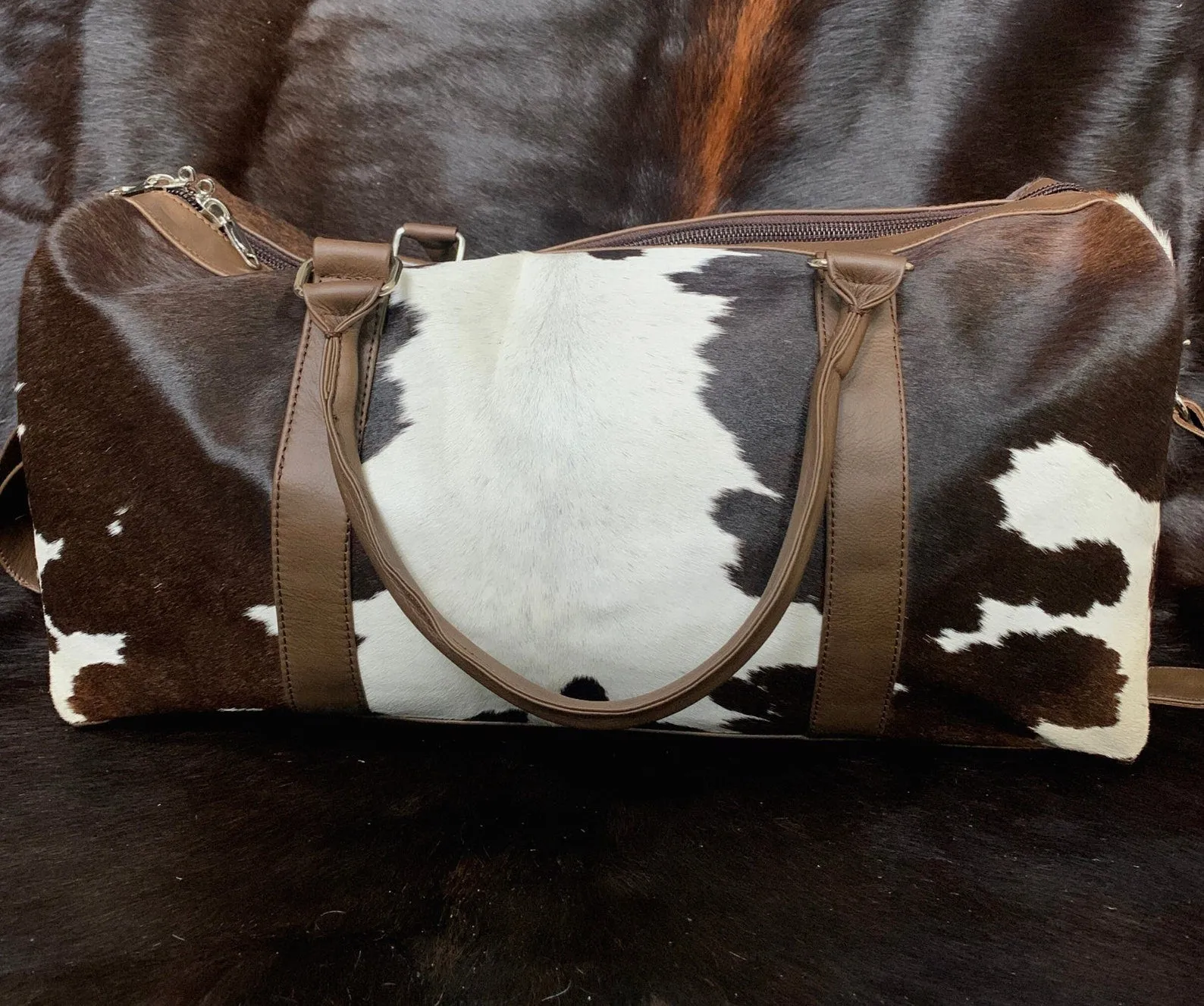 Cowhide Weekender Duffle Bag