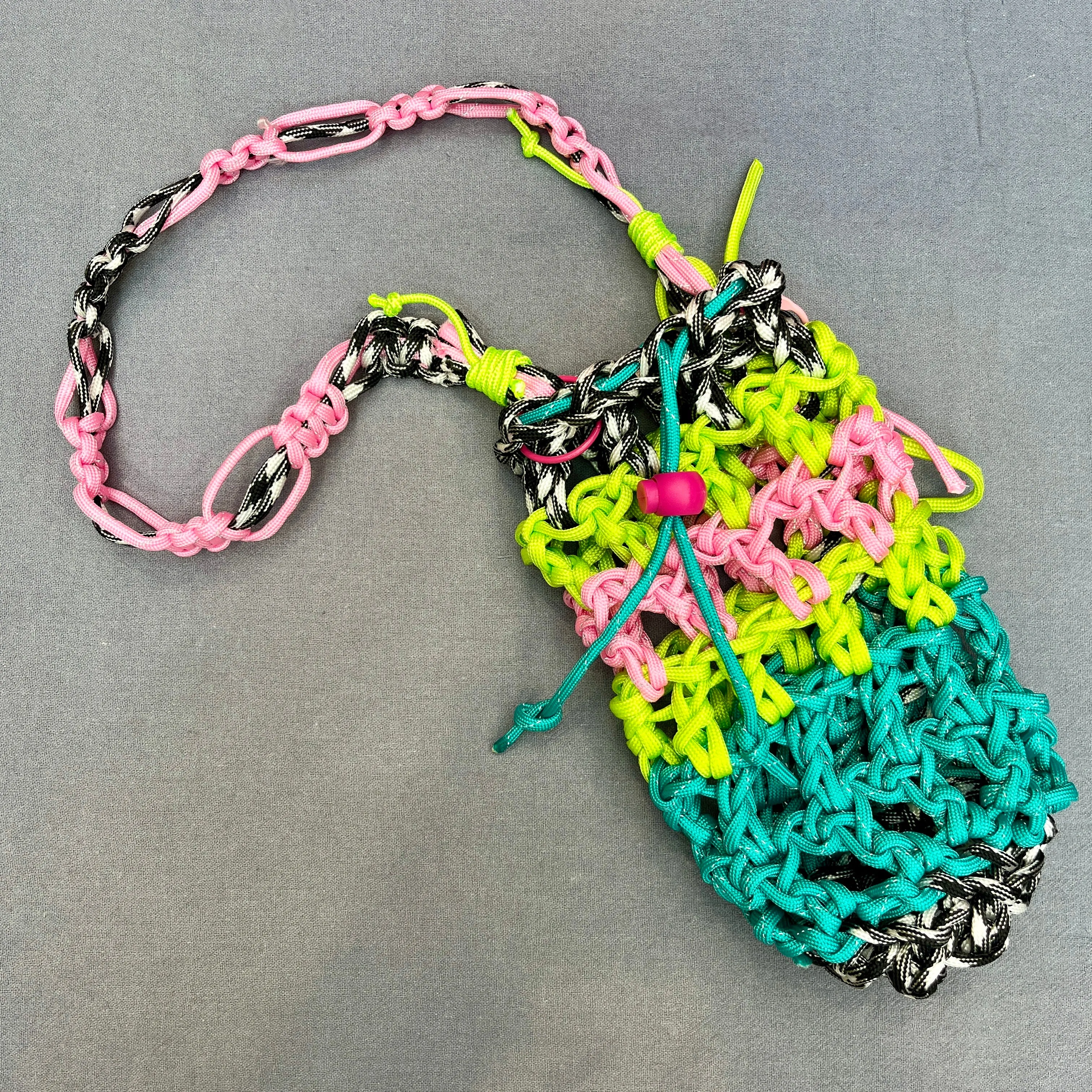 Crocheted Mini bag / bottle bag with wristlet