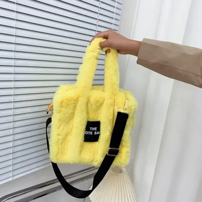 Cute Furry Faux Fur Tote and Shoulder Bag