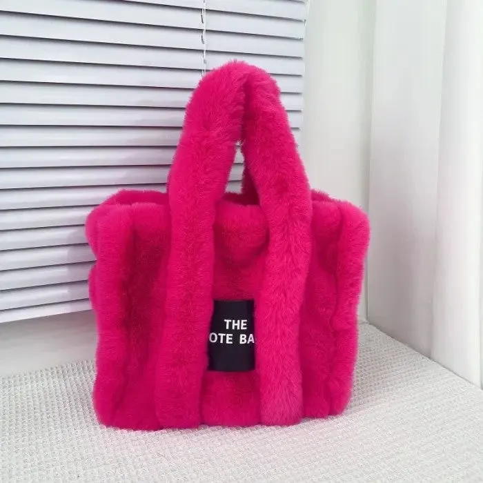 Cute Furry Faux Fur Tote and Shoulder Bag