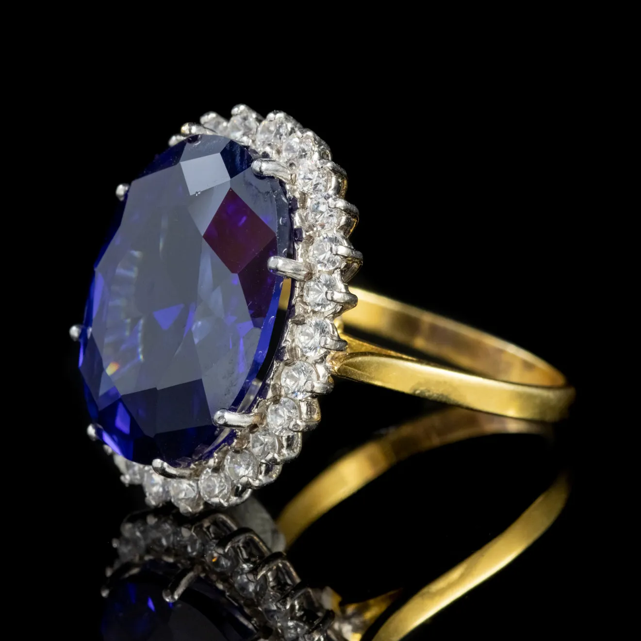 Cz Tanzanite Paste Stone Ring Silver 18Ct Gold