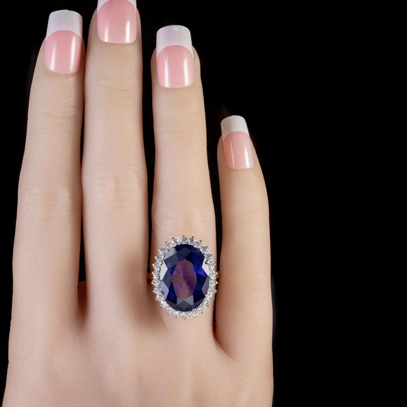 Cz Tanzanite Paste Stone Ring Silver 18Ct Gold