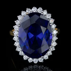 Cz Tanzanite Paste Stone Ring Silver 18Ct Gold