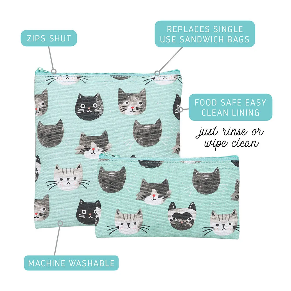 Danica Snack Bag Reusable Set of 2 Cats Meow