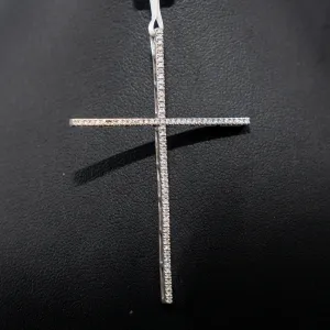 Diamond Cross Pendant 14K White Gold / 0.20Ct Dia / 2.7gr