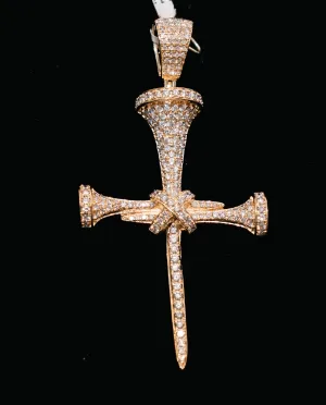 Diamond Sword Cross Pendant 14K Yellow Gold / 3.35Ct Dia / 13.8gr