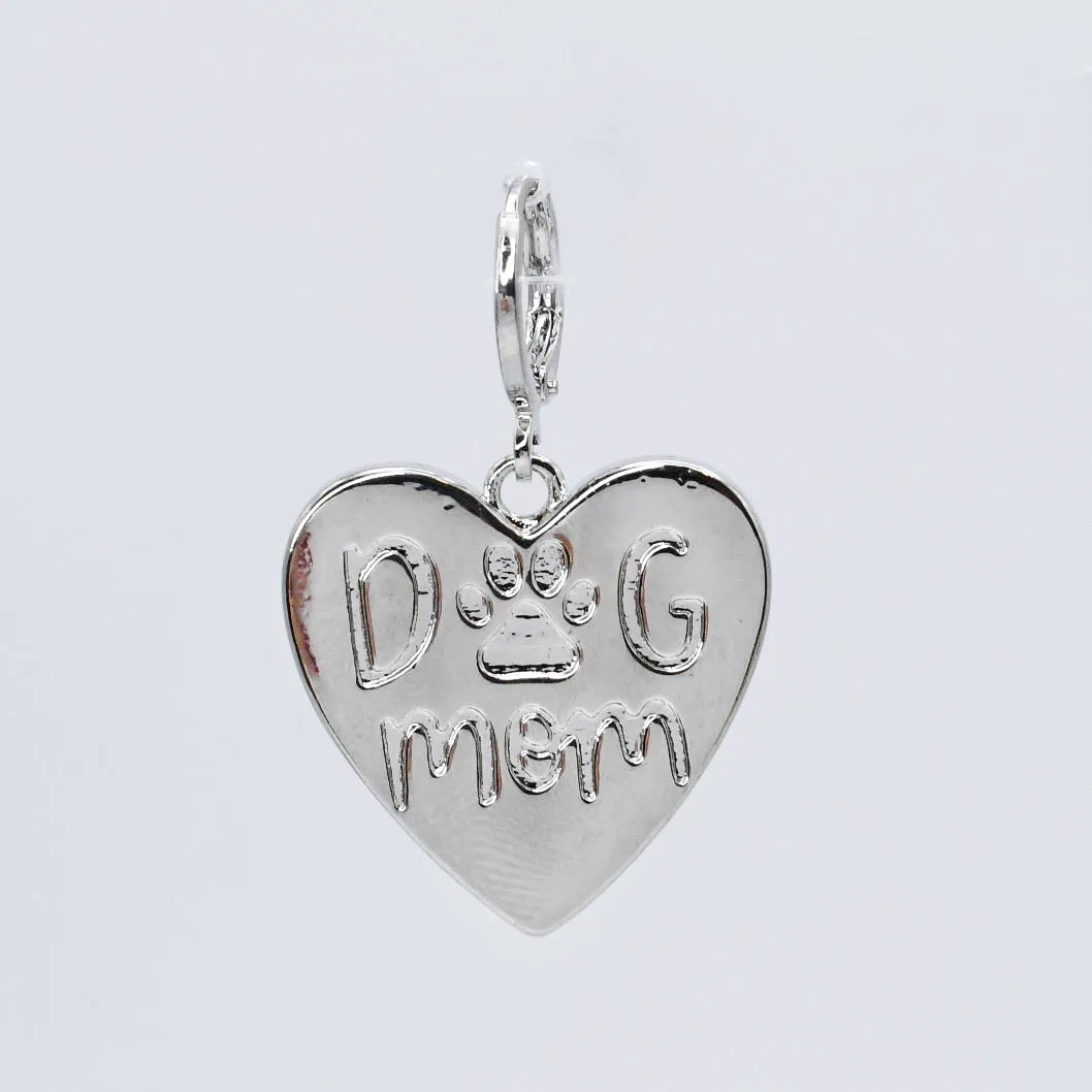 Dog Mom Heart Silver