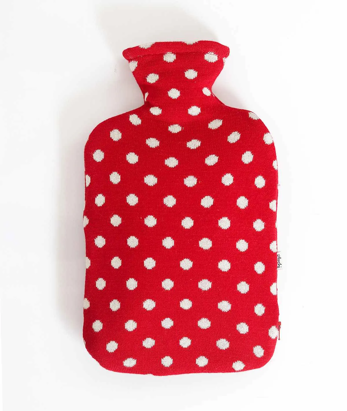 Dottie - Red & Natural Combed Cotton Hot Water Bottle Cover