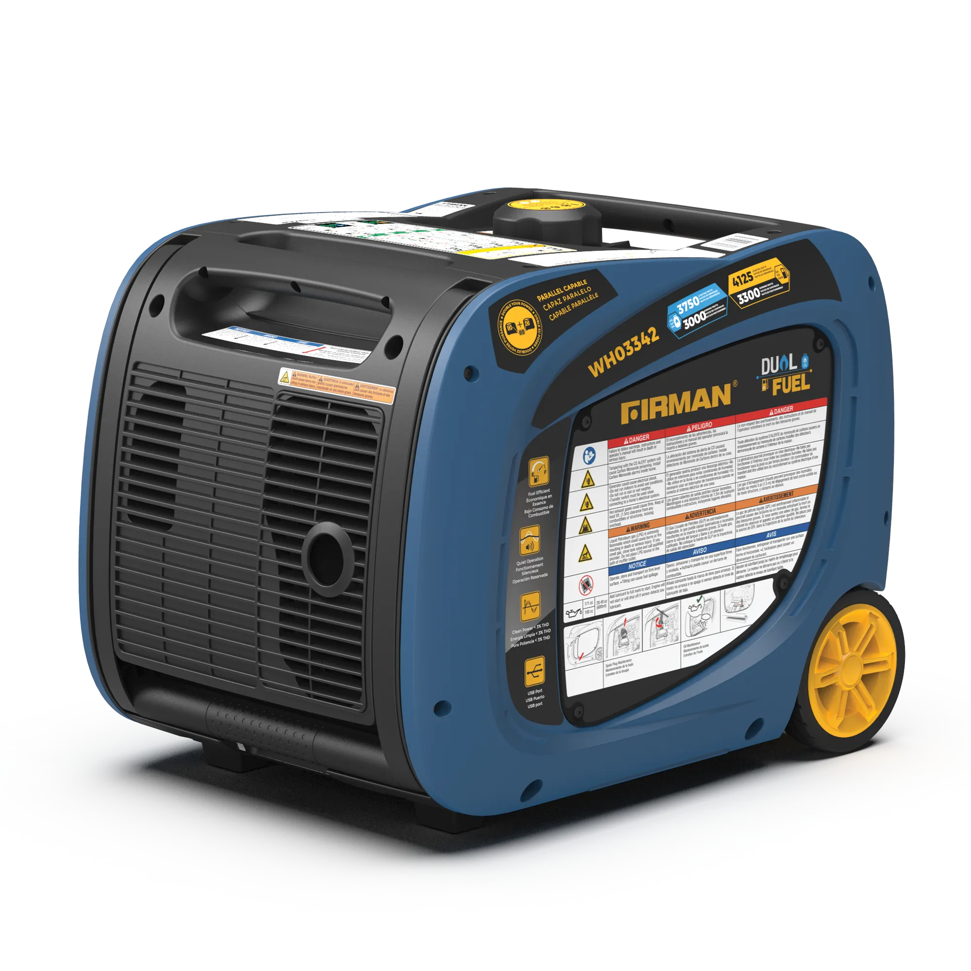 Dual Fuel Inverter Portable Generator 4125W Electric Start with CO ALERT