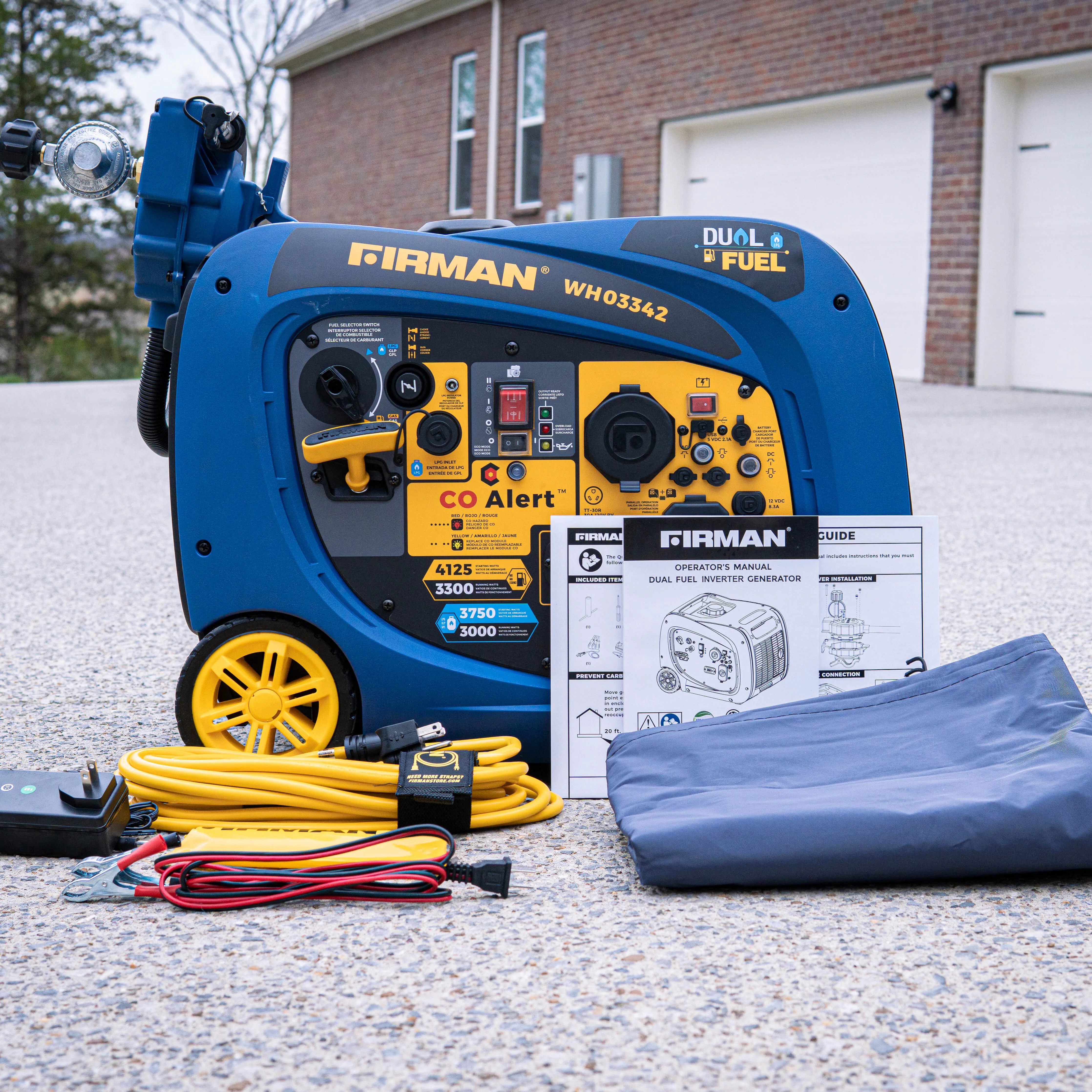 Dual Fuel Inverter Portable Generator 4125W Electric Start with CO ALERT