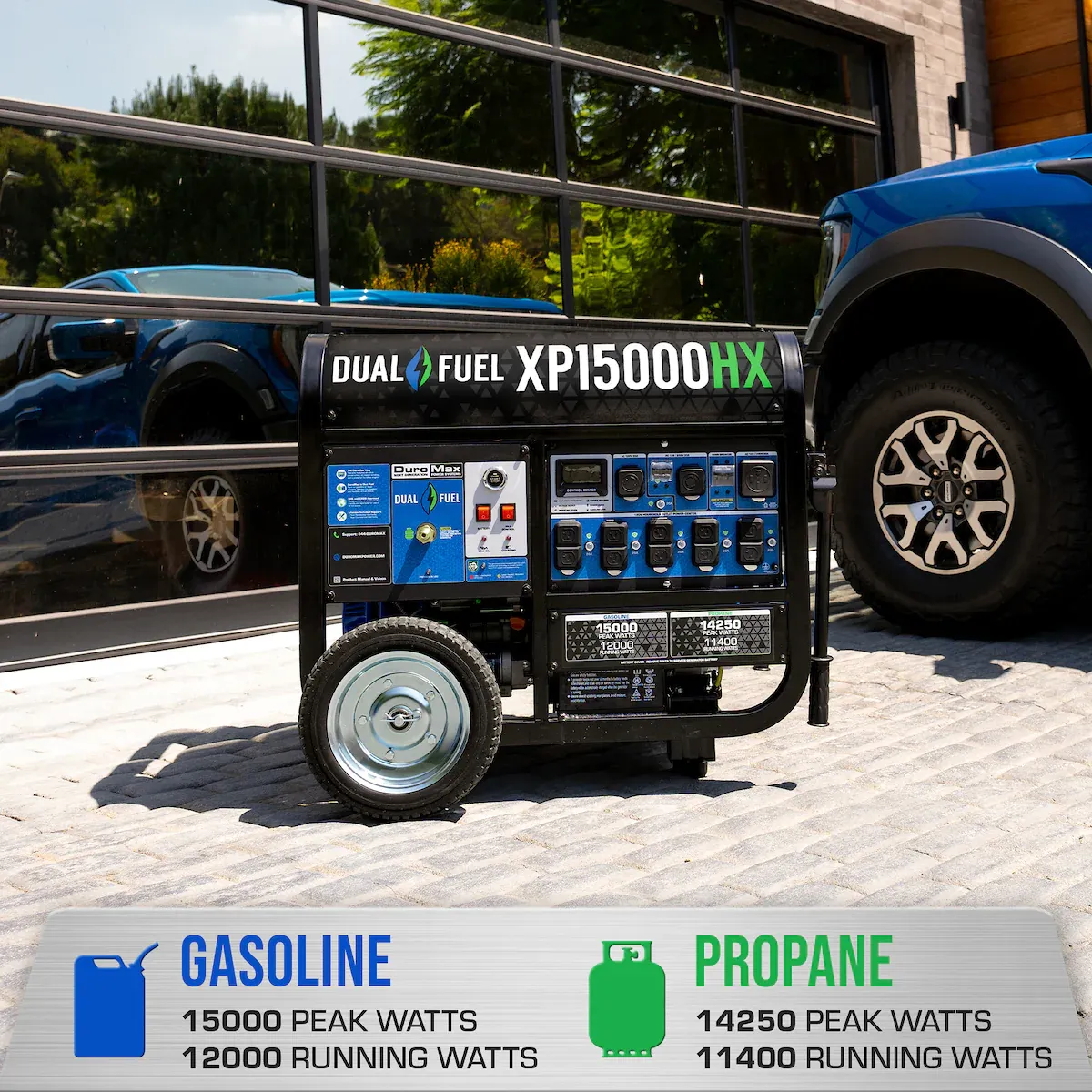 DuroMax XP15000HX 12000W/15000W Dual Fuel Gas Propane Generator with Remote Start and CO Alert New