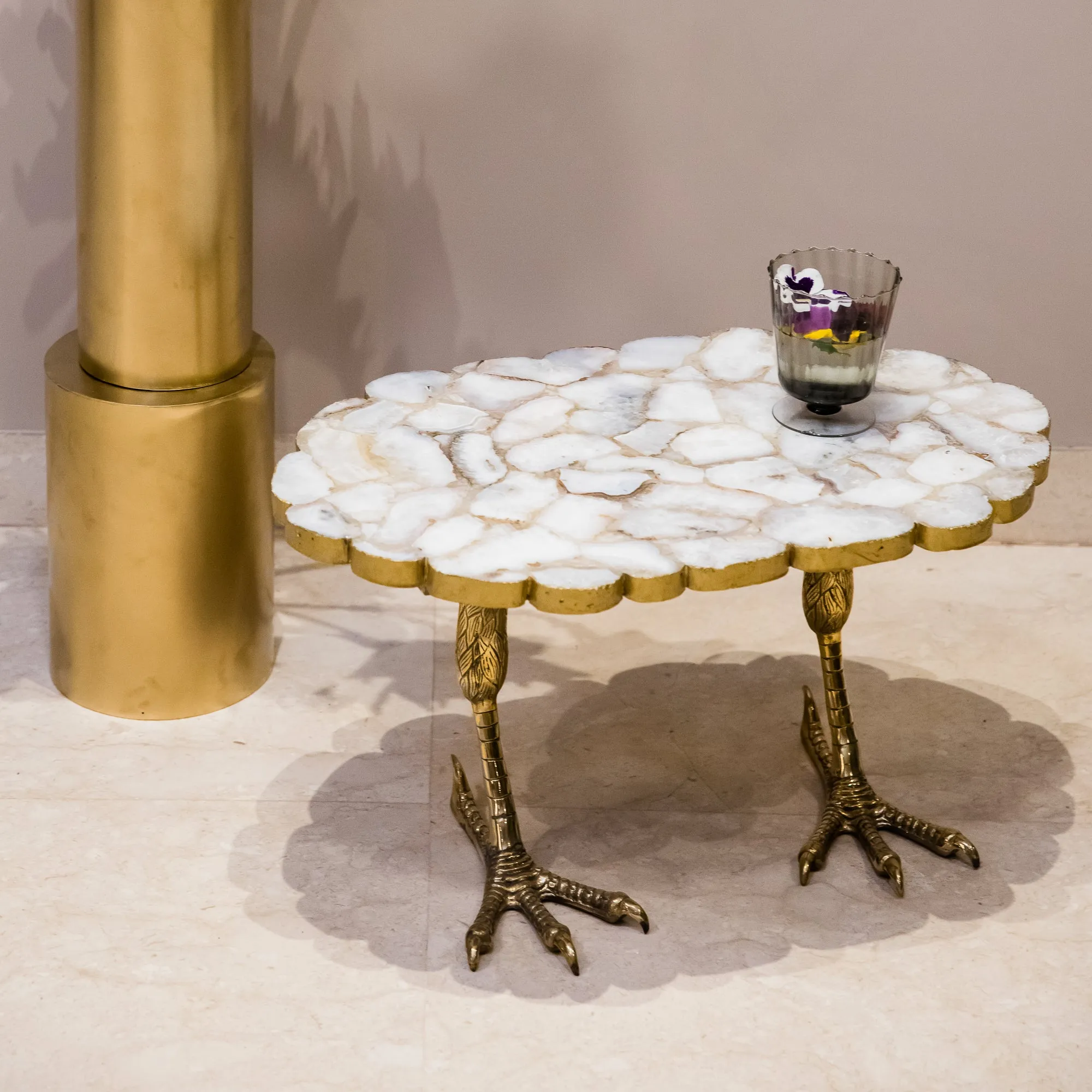 Elan Mr Beak Table (Agate, Brass Finish)