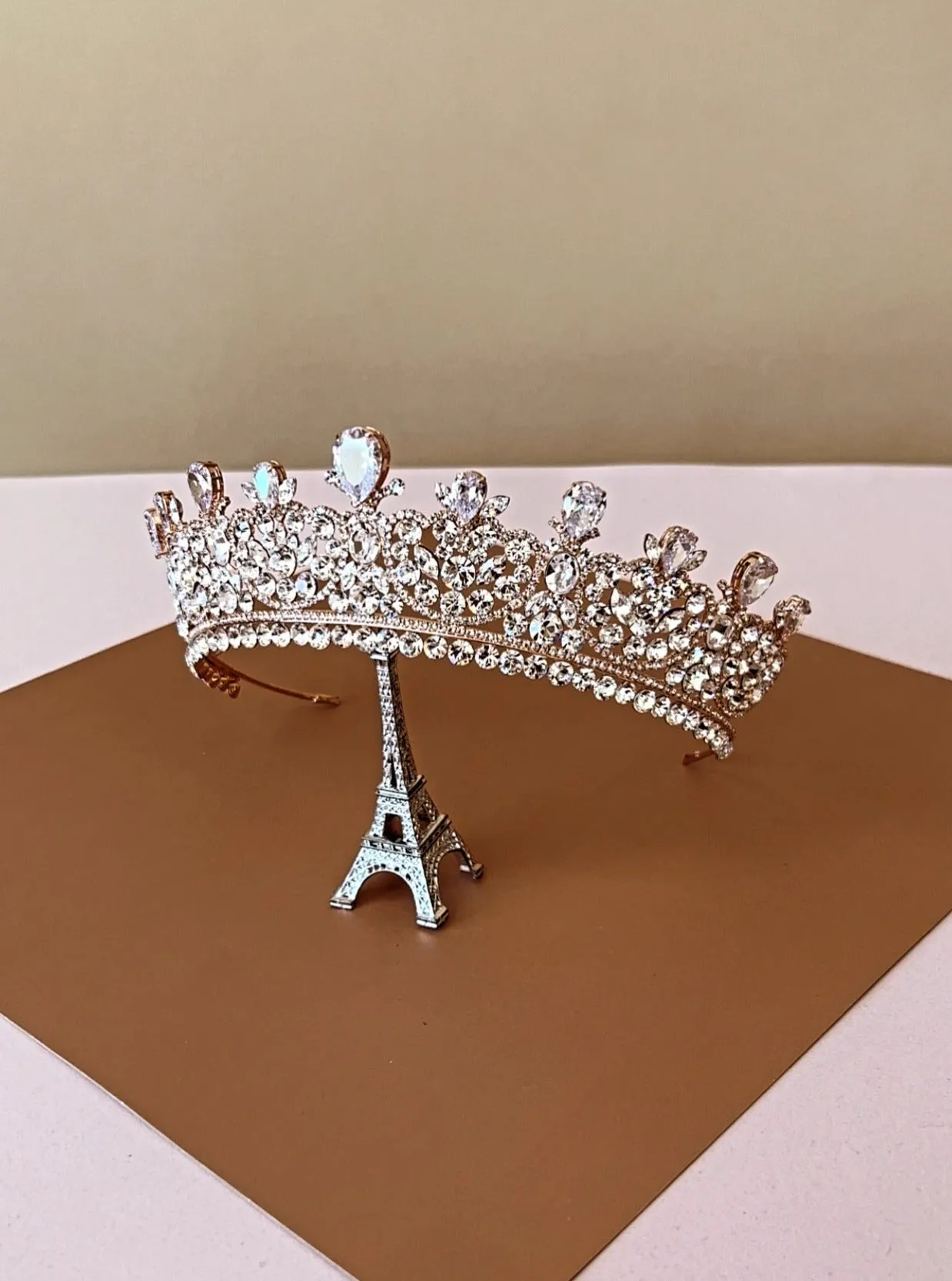 Ellee Real Quinceanera Adorned with CARINA Swarovski & Pearls Wedding Crown, Princess Tiara