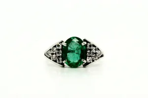 Emerald And Diamond V Shape Ring