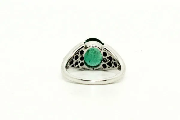 Emerald And Diamond V Shape Ring