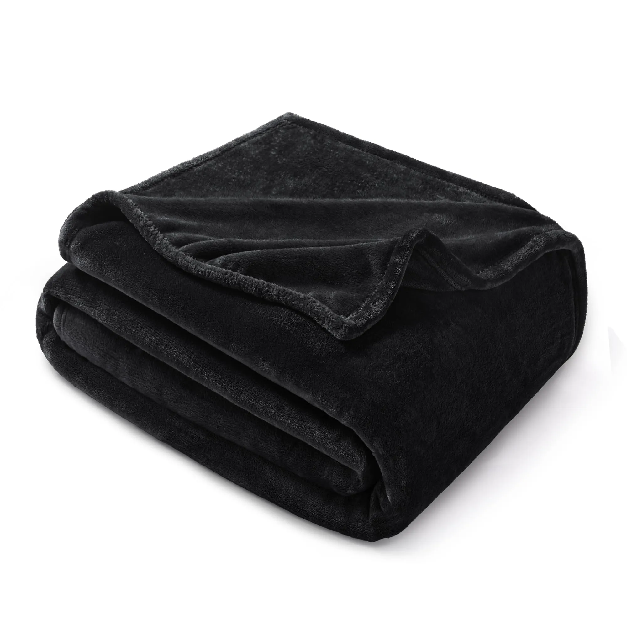 Exclusivo Mezcla Velvet Flannel Fleece Plush King Size Bed Blanket as Bedspread/Coverlet/Bed Cover (90" x 104", Black) - Soft, Lightweight, Warm and Cozy