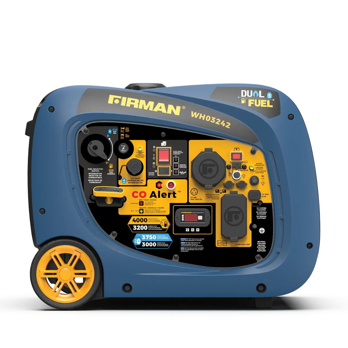 Firman WH03242 Dual Fuel Gas Propane Inverter Generator 3200W/4000W 30 Amp Low THD Parallel Ready with Electric Start Open Box