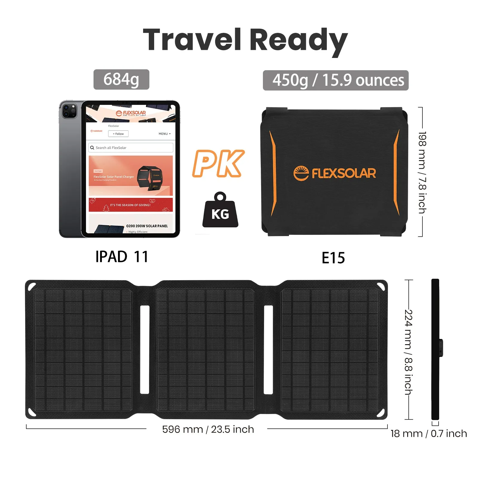 FlexSolar® E15 Portable USB Solar Phone Charger | 15W Official Refurbished