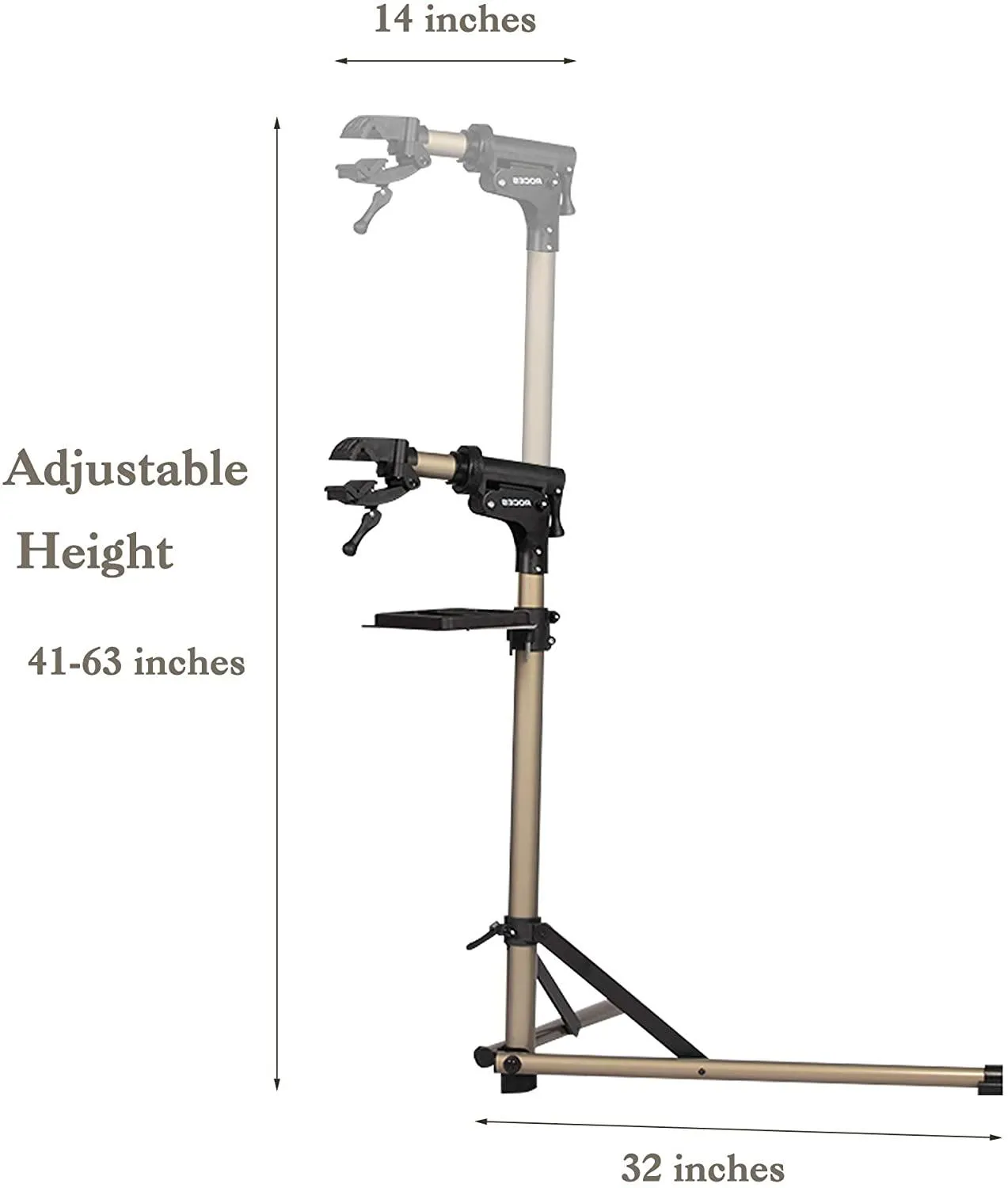 Foldable Bike Repair Stand Adjustable Height Bicycle Mechanics Stand Portable Bike Workstand for Home or Professional Team Use with Plate Tools Holder Support up to 60LBS