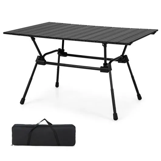 Folding Heavy-Duty Aluminum Camping Table with Carrying Bag-Black