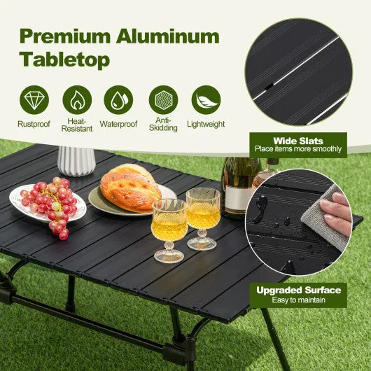 Folding Heavy-Duty Aluminum Camping Table with Carrying Bag-Black