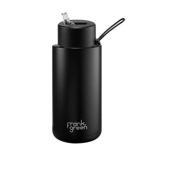 Frank Green 34oz Reusable Bottle with Straw Lid Black