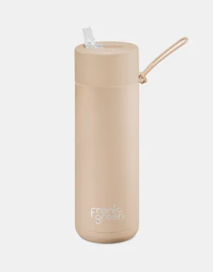 Frank Green Ceramic Reusable Bottle With Straw Lid 595ml/20oz - Soft Stone