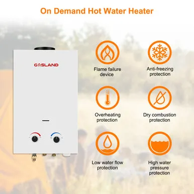 Gasland Outdoor Portable Tankless Water Heater - 2.64GPM 10L - White