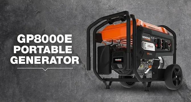 Generac GP8000E 8000W/10000W Electric Start PowerRush Gas Generator w/ 20 foot cord New