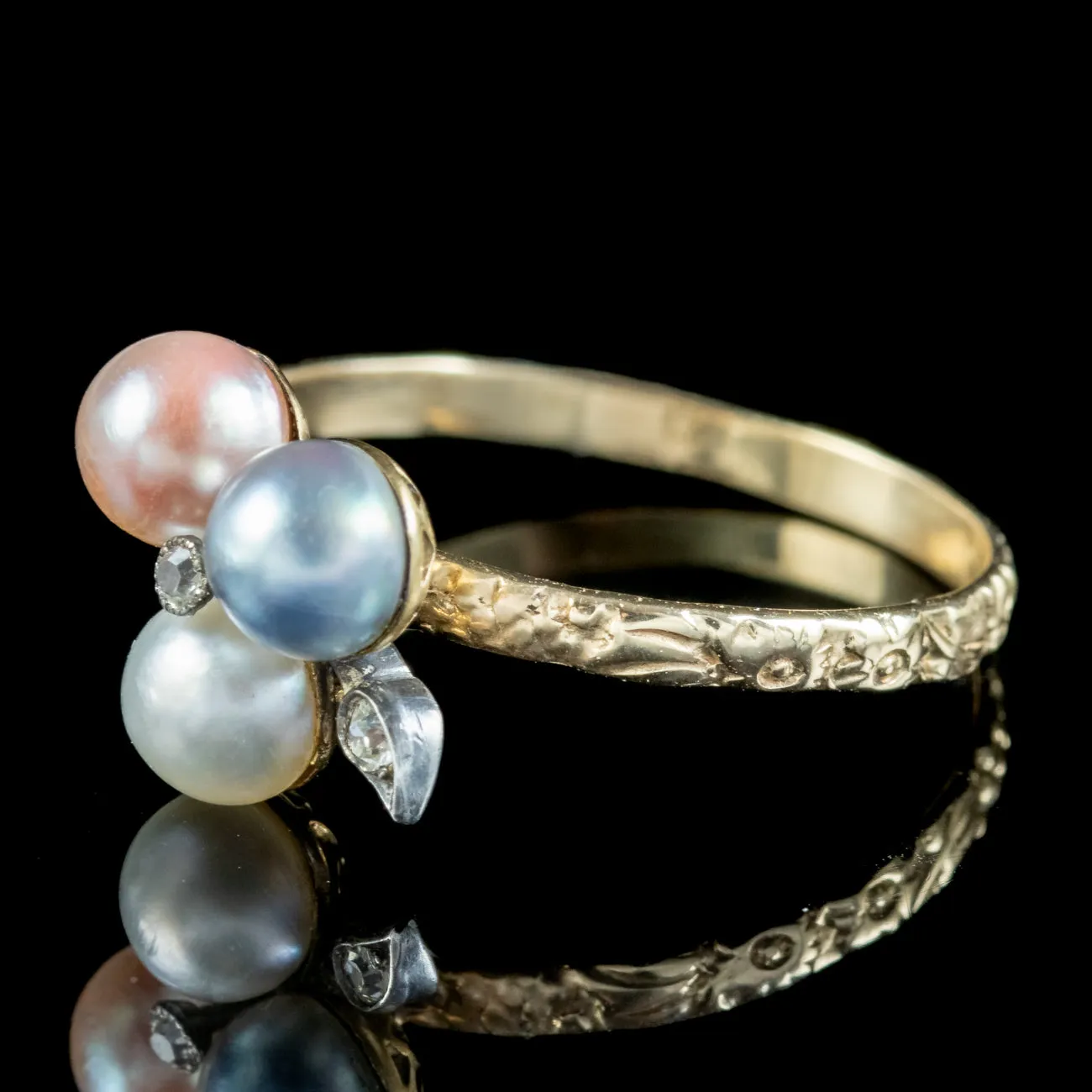 Georgian Style Pearl Diamond Shamrock Ring