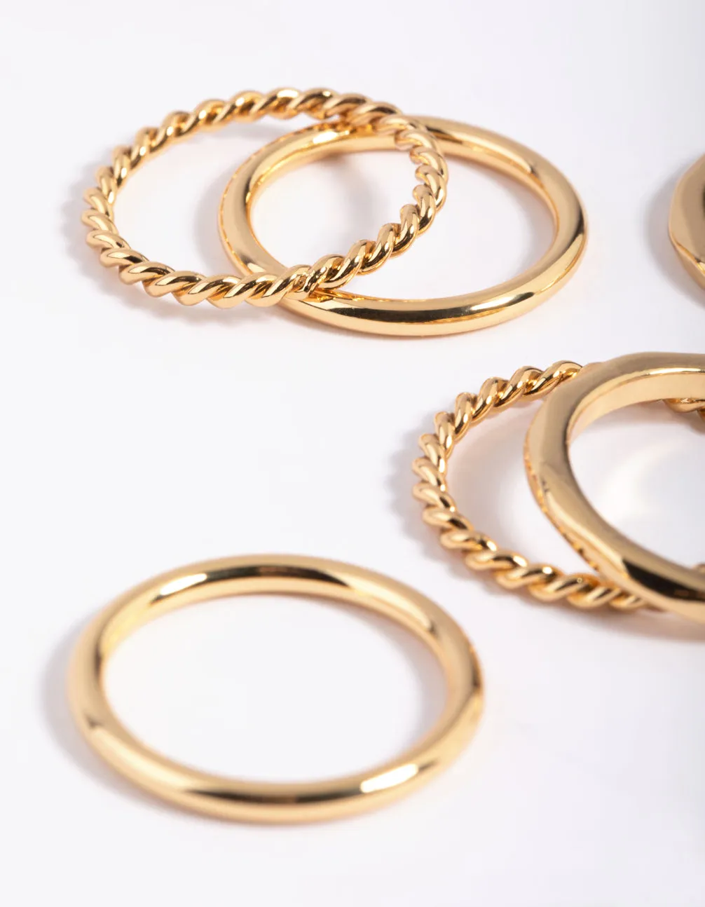 Gold Plated Band Ring Stack 6-Pack