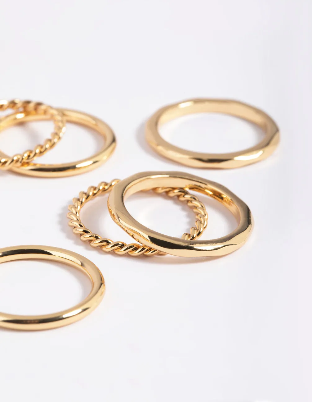 Gold Plated Band Ring Stack 6-Pack