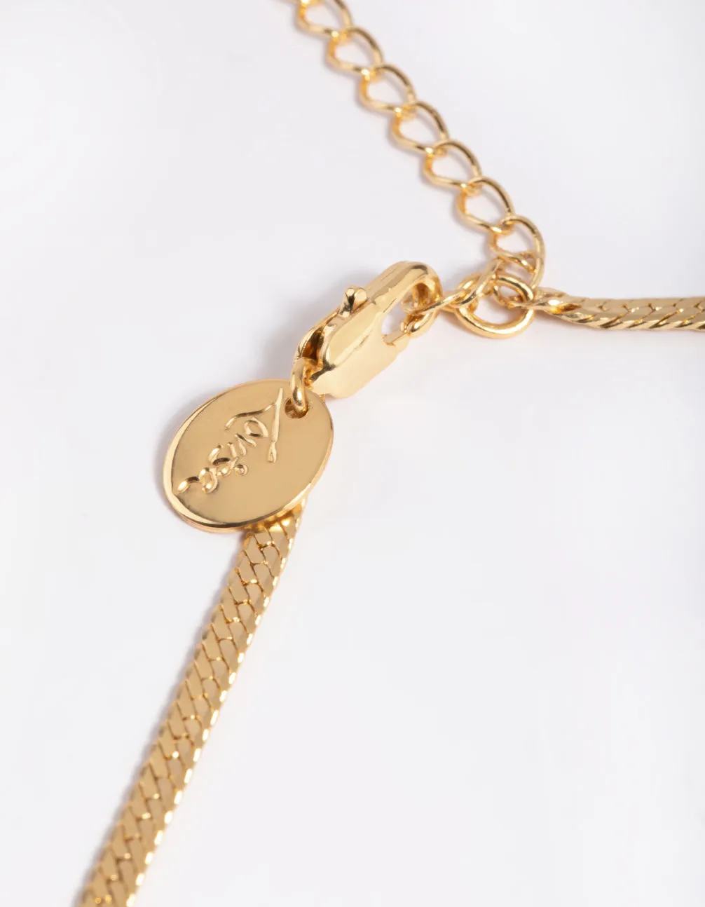 Gold Plated Herringbone Chain Necklace