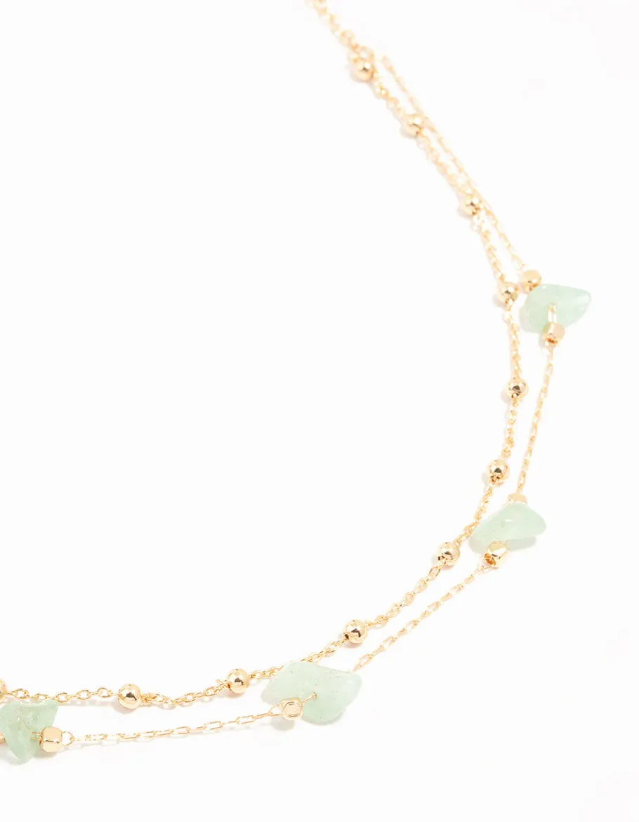 Gold Semi Precious Chip Necklace