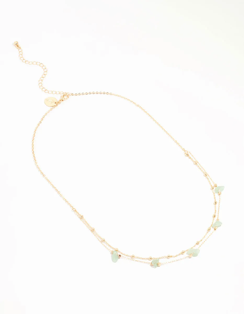 Gold Semi Precious Chip Necklace