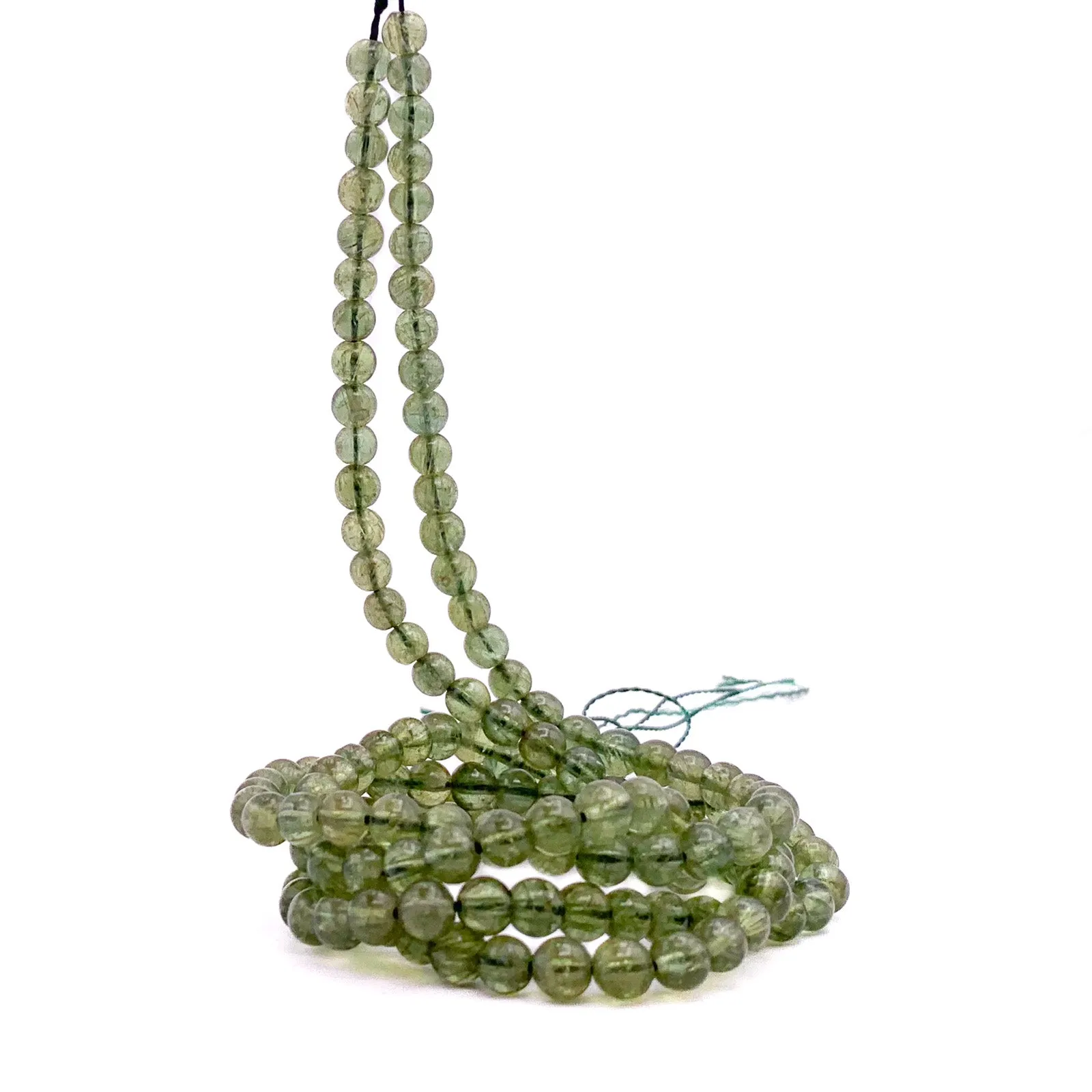 Green Moss Agate 5mm Smooth Rounds Bead Strand